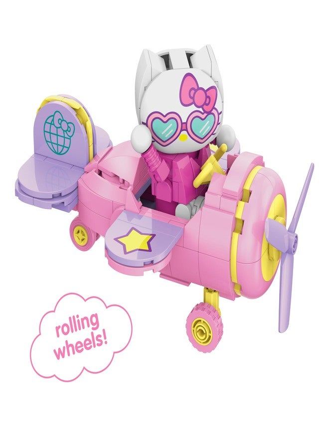 Brickcraft Hello Kitty Airplane Adventure Kit 273-Piece Sanrio Set Pink Aircraft Toy Featuring Spinning Propeller Rolling Wheels Collectible Buildable Model Gift Birthday Display Creative - Image 3